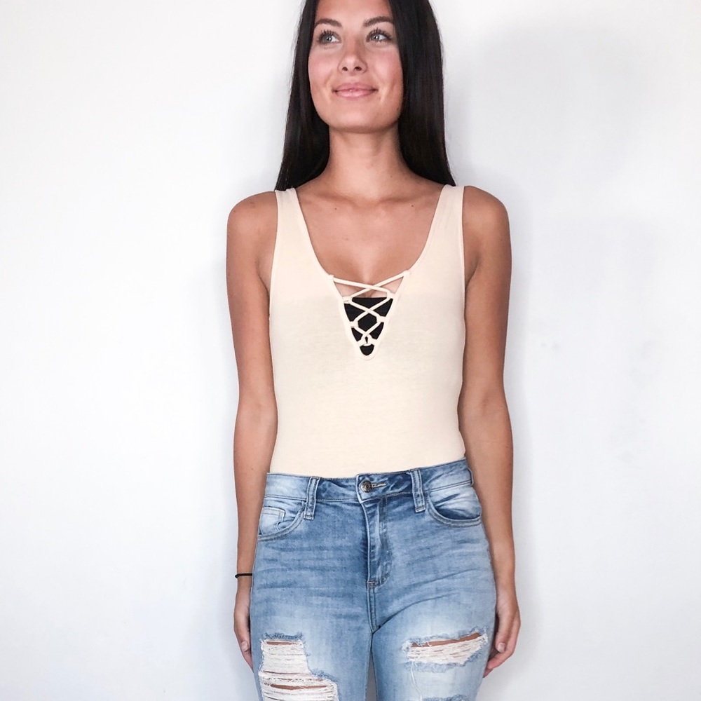 Tank top lace front bodysuit